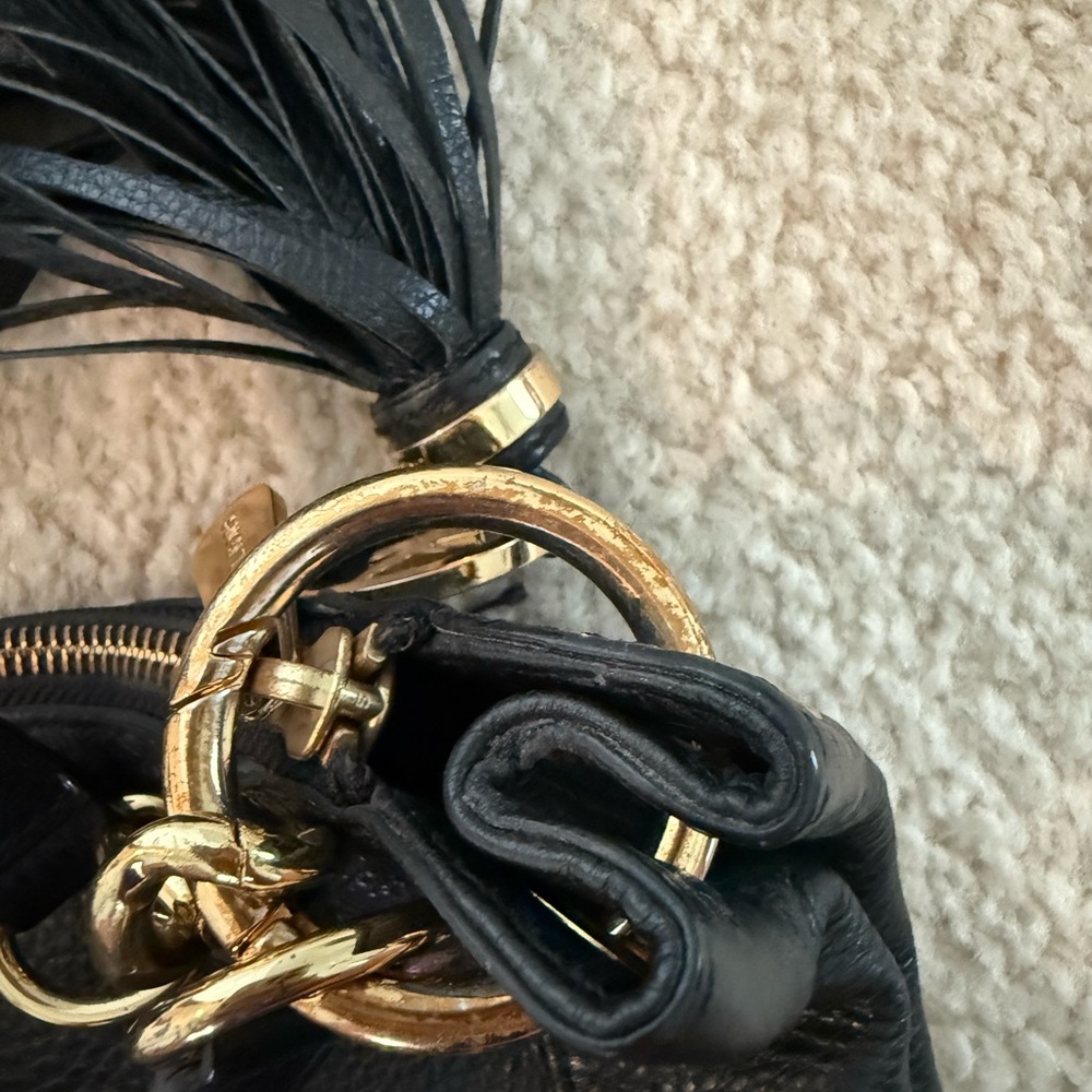 Michael Kors Black Leather Shoulder Hobo Bag - Picture 6 of 9